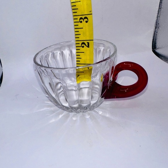 Vintage Discontinued Duncan & Miller Radiance Clear Red Handle Punch Cup Set - Picture 5 of 6